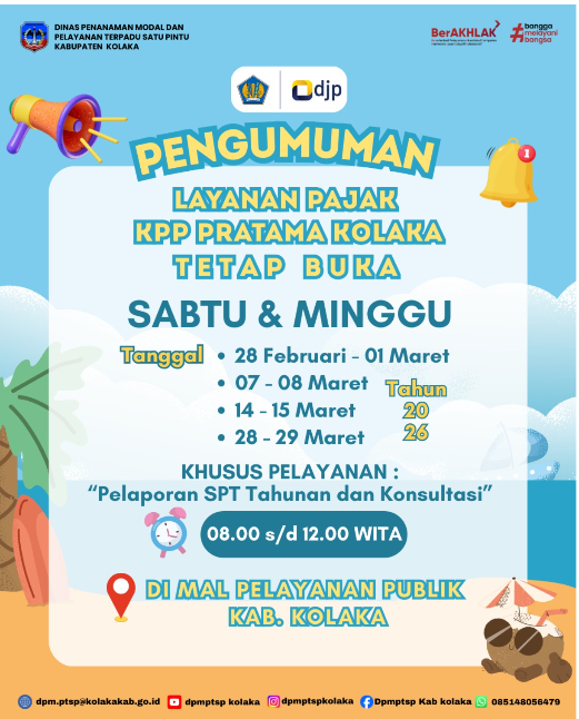 Layanan Pajak KPP Pratama Kolaka Tetap Buka di Akhir Pekan