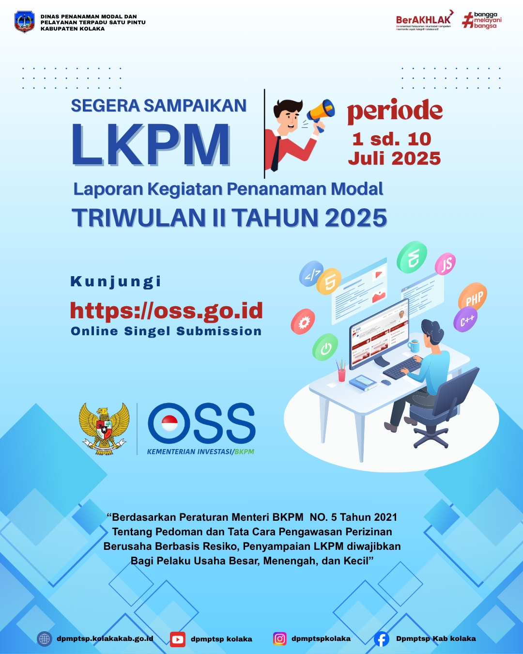 DPMPTSP Kolaka Imbau Pelaku Usaha Segera Sampaikan LKPM Triwulan II Tahun 2025