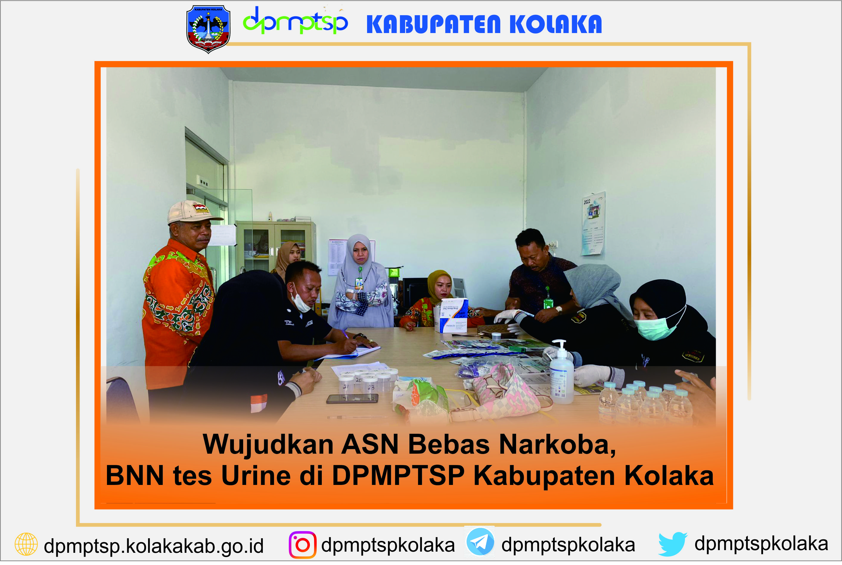 WUJUDKAN ASN BEBAS NARKOBA, BNN  MELAKUKAN TES URIN DI DPMPTSP KABUPATEN KOLAKA